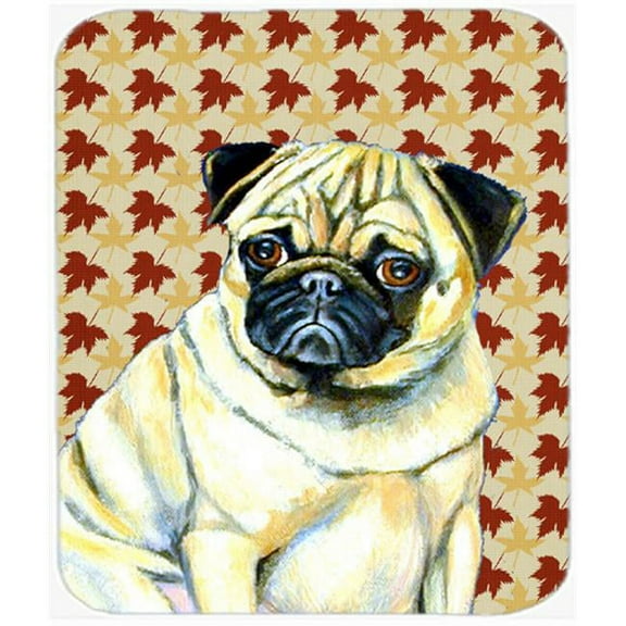 Pug Fall Leaves Portrait Mouse Pad, Hot Pad or Trivet