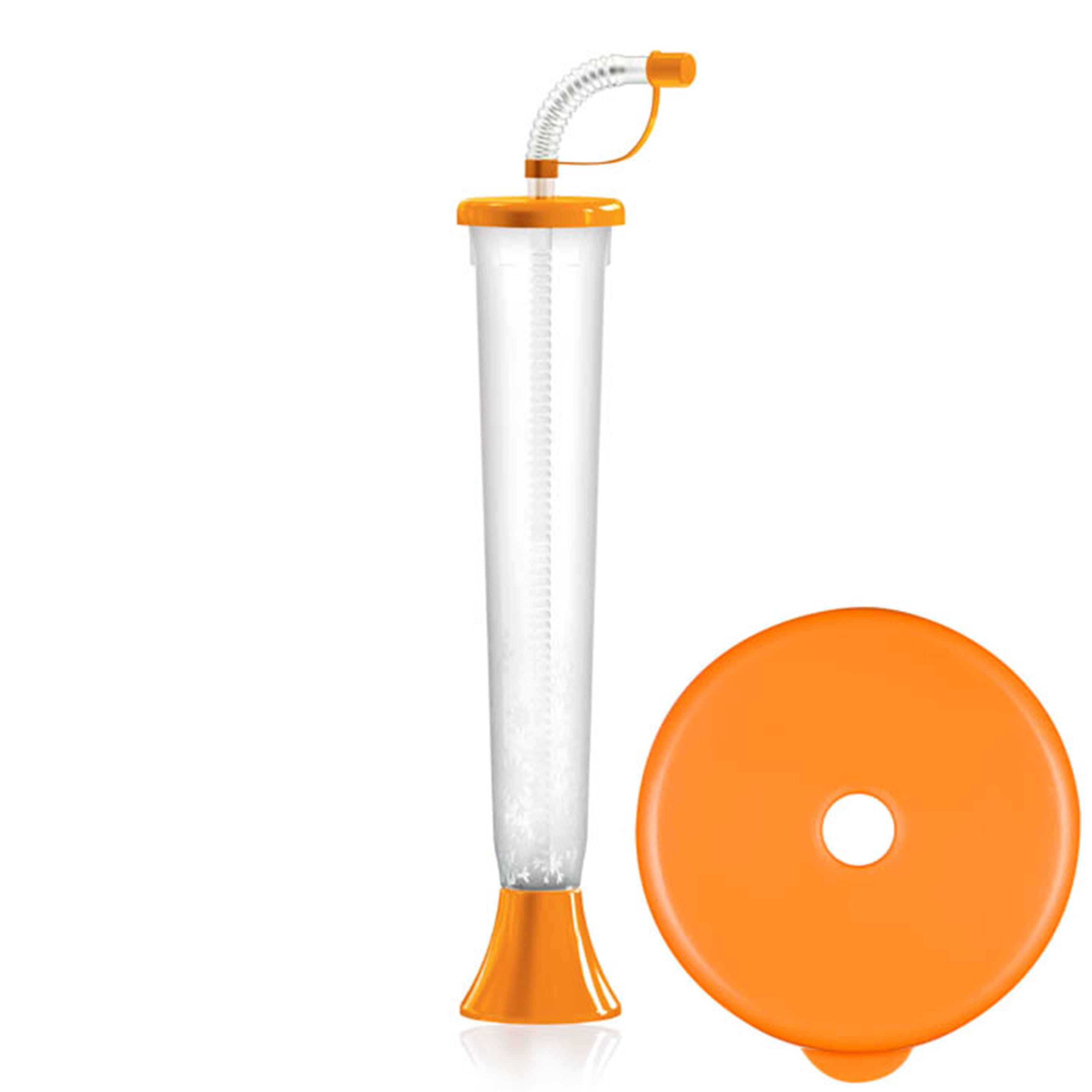 (54 or 108 Cups) Yard Cups with Orange Lids and Straws - 14oz - for Margaritas, Cold Drinks, Frozen Drinks, Kids Party