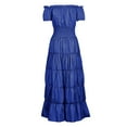 thumbnail image 4 of Oksale Womens Medieval Off The Shoulder Dresses Renaissance Smocker Dresses Vintage Puff Sleeve Dress Elegant Corset Long Dress for Party Blue, 4 of 6