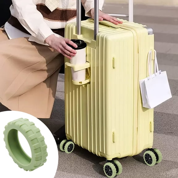 4 Pcs Housses de Roues de Bagage, Housse de Roues de Valise, Protecteur de Roues de Bagage, Housse en Silicone pour Roulettes de Bagage Cabine, Étui en Silicone pour Roues Pivotantes de Bagage avec Résistance à l'Usure, Anti-Bruit (Vert)