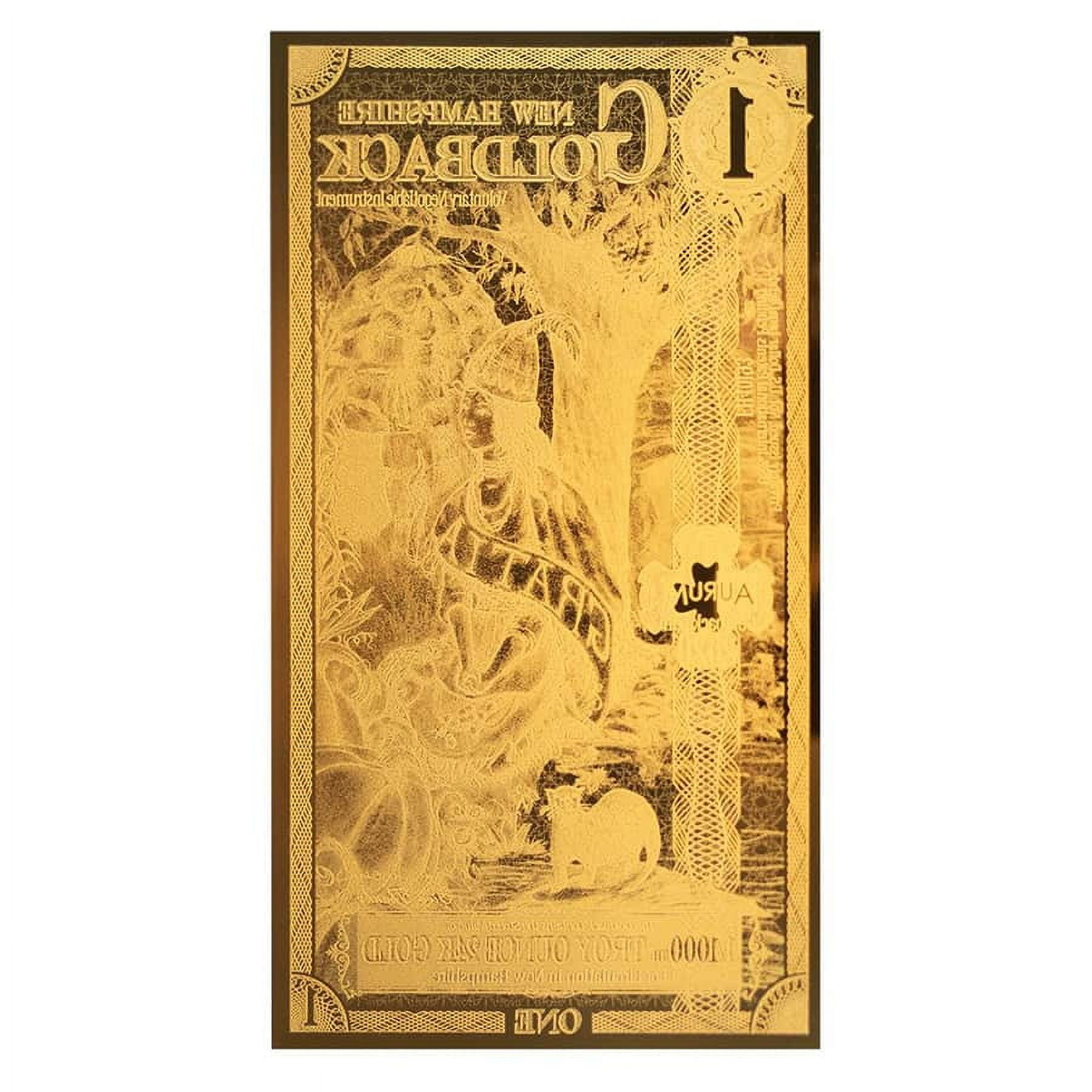 Pack of 100 - 1 New Hampshire Goldback 1/1000 oz 24K Gold Foil Aurum Note