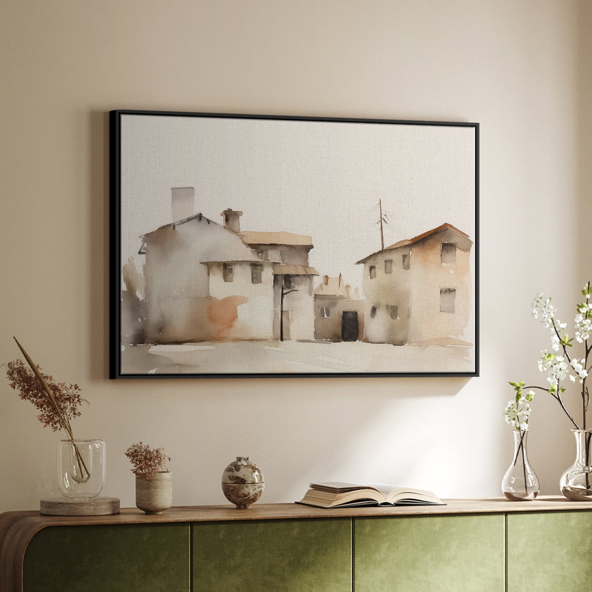 Vintage Landscape-XI By Wexford Home Framed in Black Wood Gallery Wrapped Canvas 17 in. x 25 in.