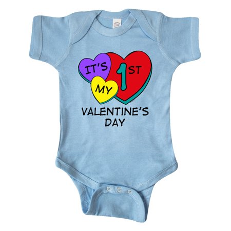 

Inktastic 1st Valentine s Day Hearts Gift Baby Boy or Baby Girl Bodysuit