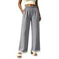 thumbnail image 5 of YuXingFu Womens Linen Pants Women Petite Relaxed Palazzo - Cargo Pocket Summer Gray S, 5 of 7