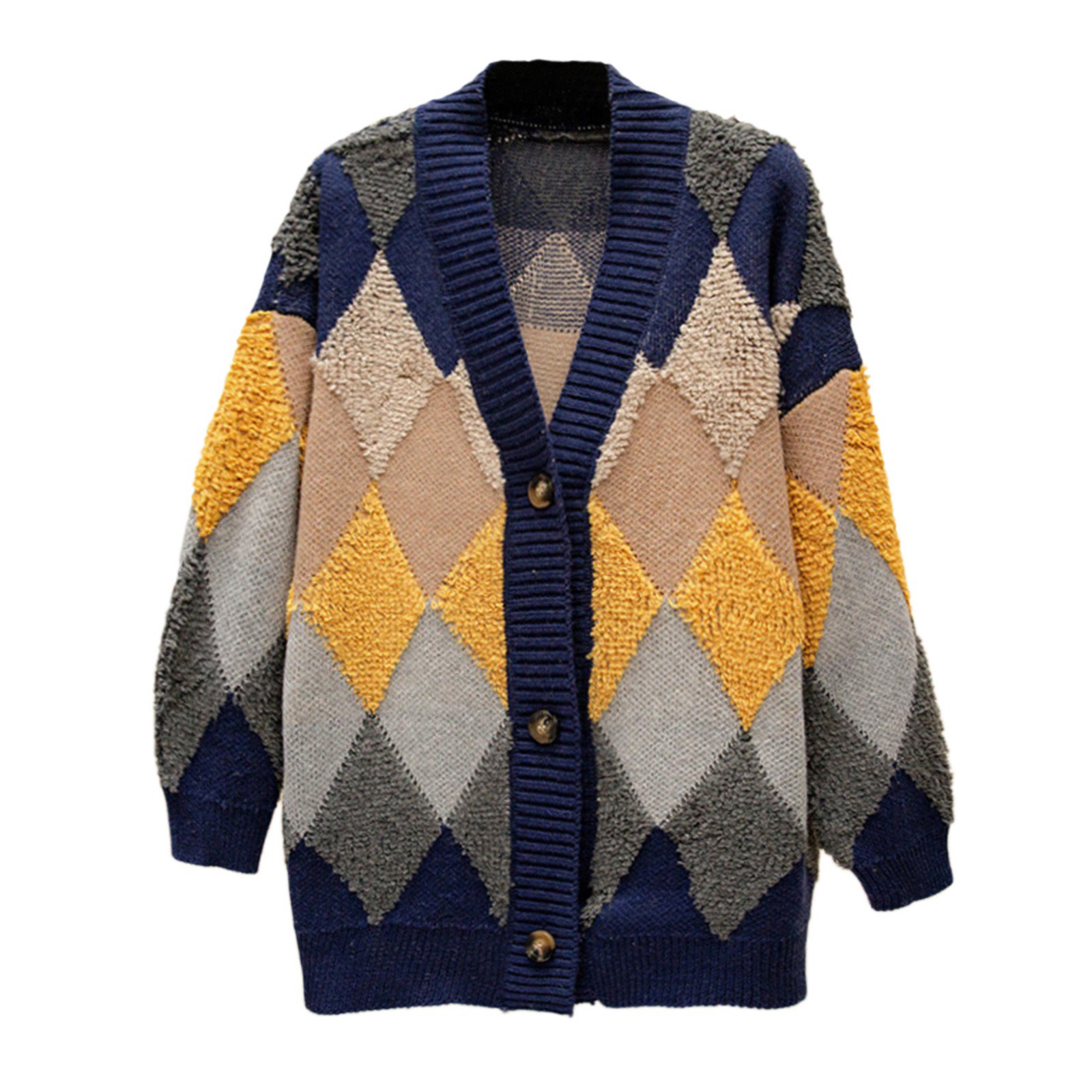 XZNGL Women's Floral Knit Cardigan Sweater Button Long