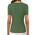 thumbnail image 3 of Women's Short-Sleeve Slim-Fit Sports T-Shirt with Built-in Padded Cups Fashion Slim Fit Short Sleeve T Shirt with Built-in Bra Seamless Workout Tank Top for Summer Casual Wear,Green,L, 3 of 7