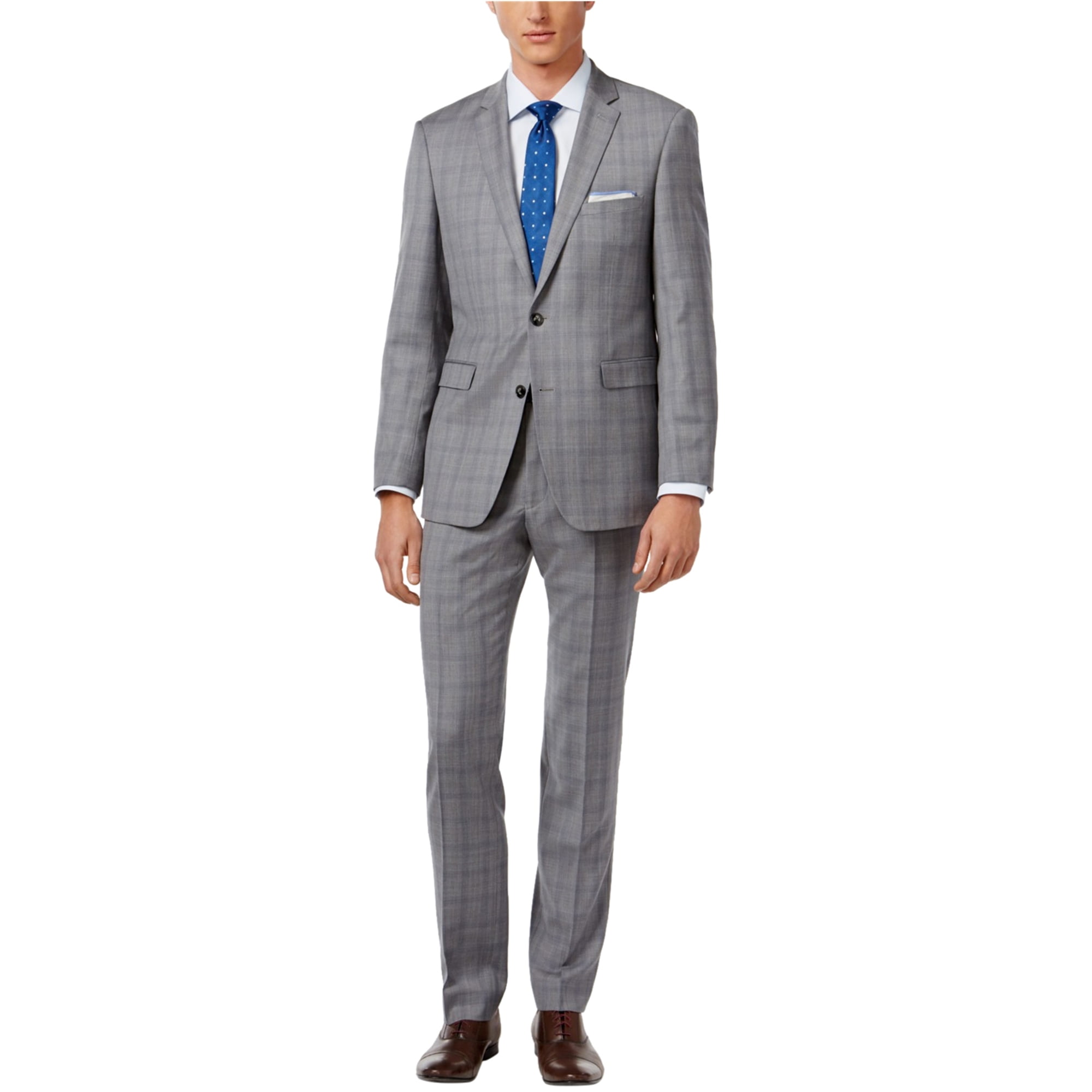 Vince Camuto Mens Slim Fit 100% Wool Birdseye Suit 