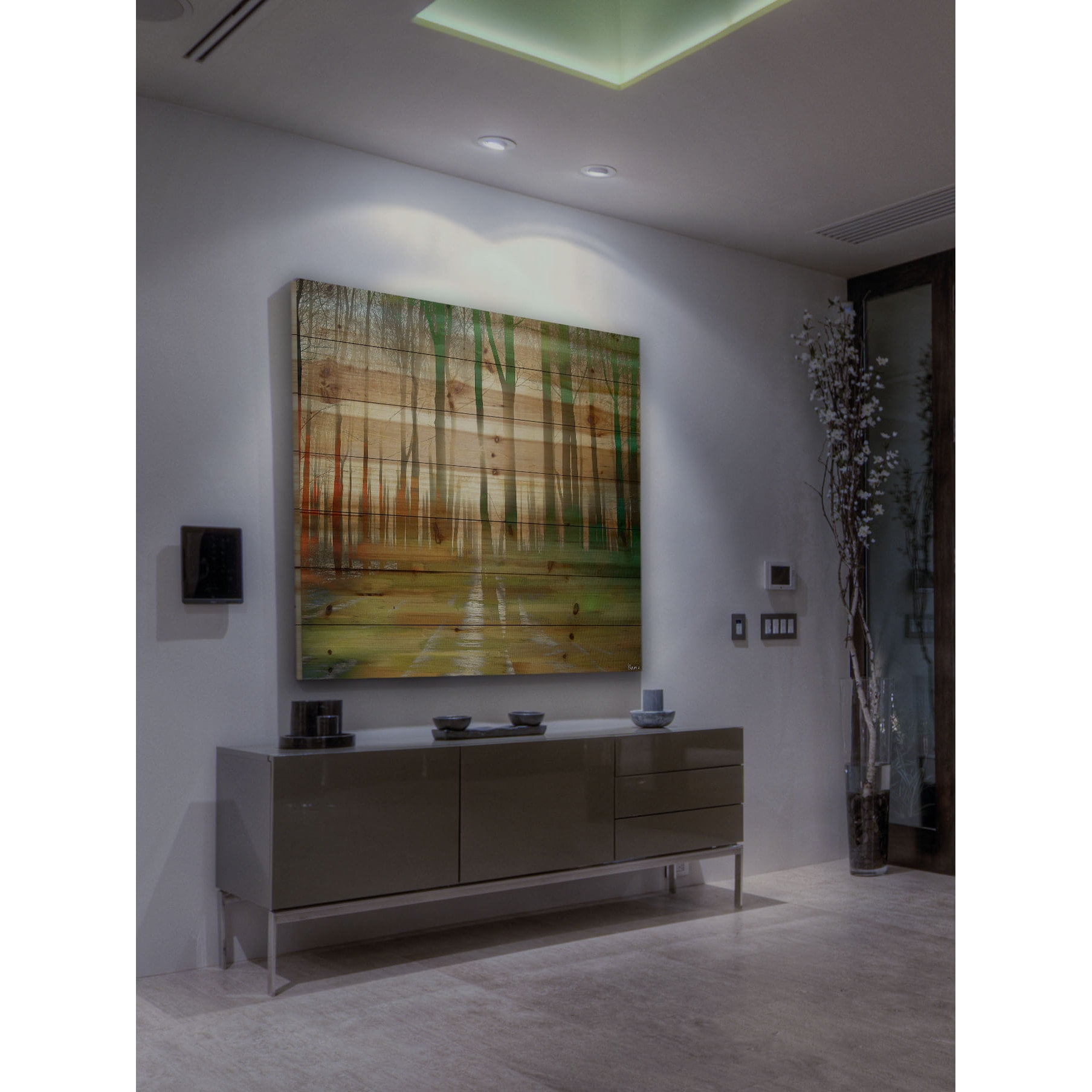 Parvez Taj  'Ajax' Painting Print on Natural Pine Wood - Multi-color 32 x 32