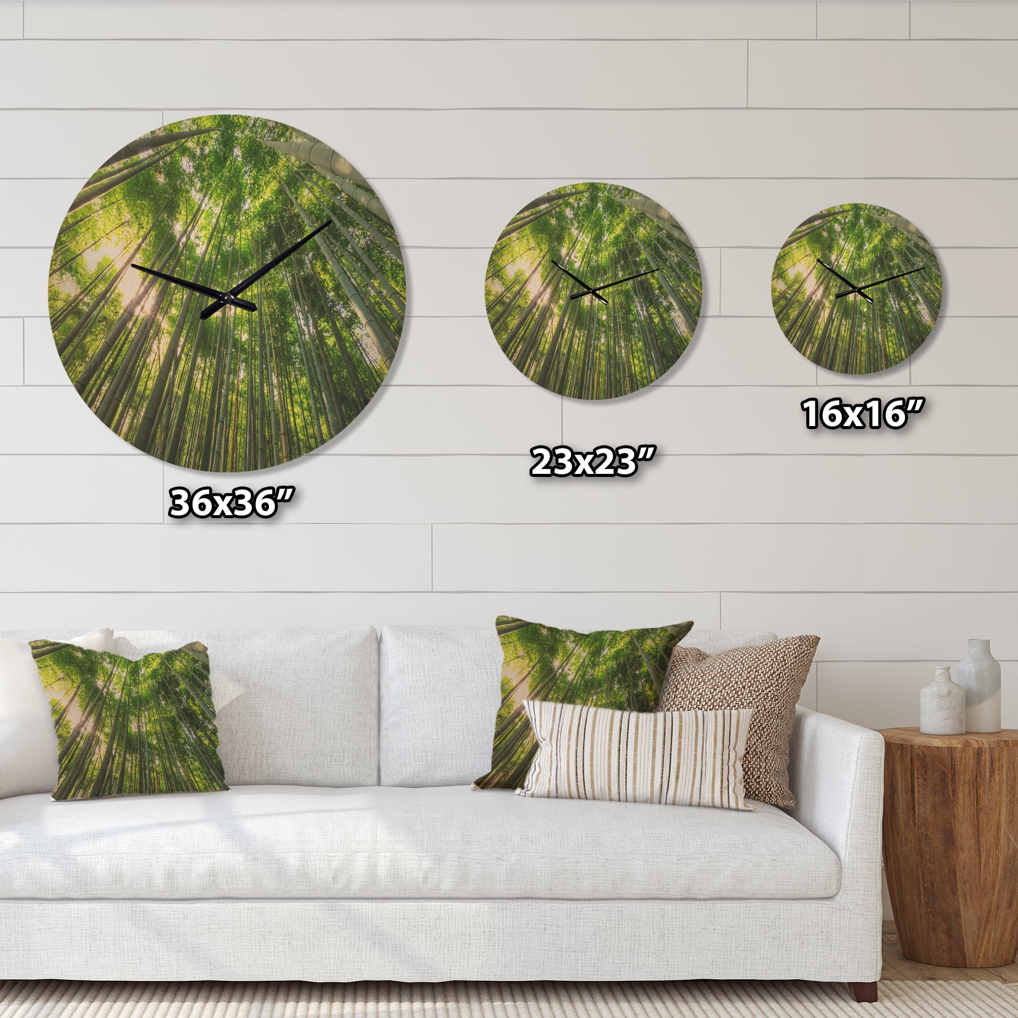 Designart 'Bamboo Peaks in Kyoto Forest ' Modern Wood Wall Clock