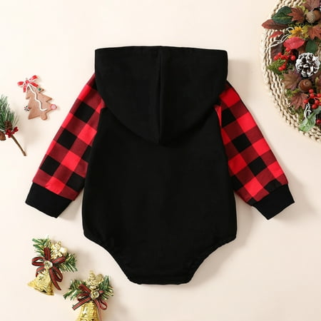 

TOWED22 Toddler Girl Outfits Baby Boy Girl Fall Winter Clothes Hoodie Pullover Sweatshirt Romper Color Block Long Sleeve Onesie Top Outfit Black