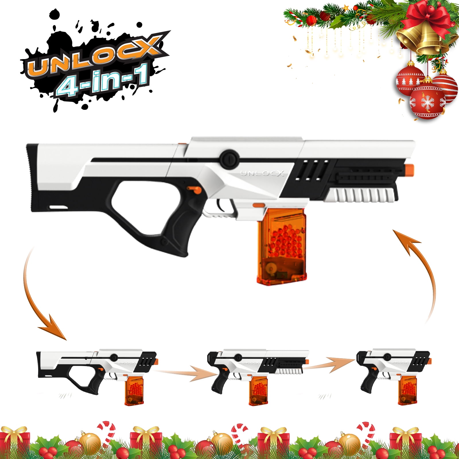 UnlocX 4 in 1 Modular Gel Ball Blaster Electric Detachable Fully