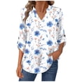 thumbnail image 2 of Uootdi Plaid Print Long Sleeve Shirts for Women V Neck Polka Dot T-Shirts Gift Casual Loose Fit Color Block Classic Fall Tunic, 2 of 7