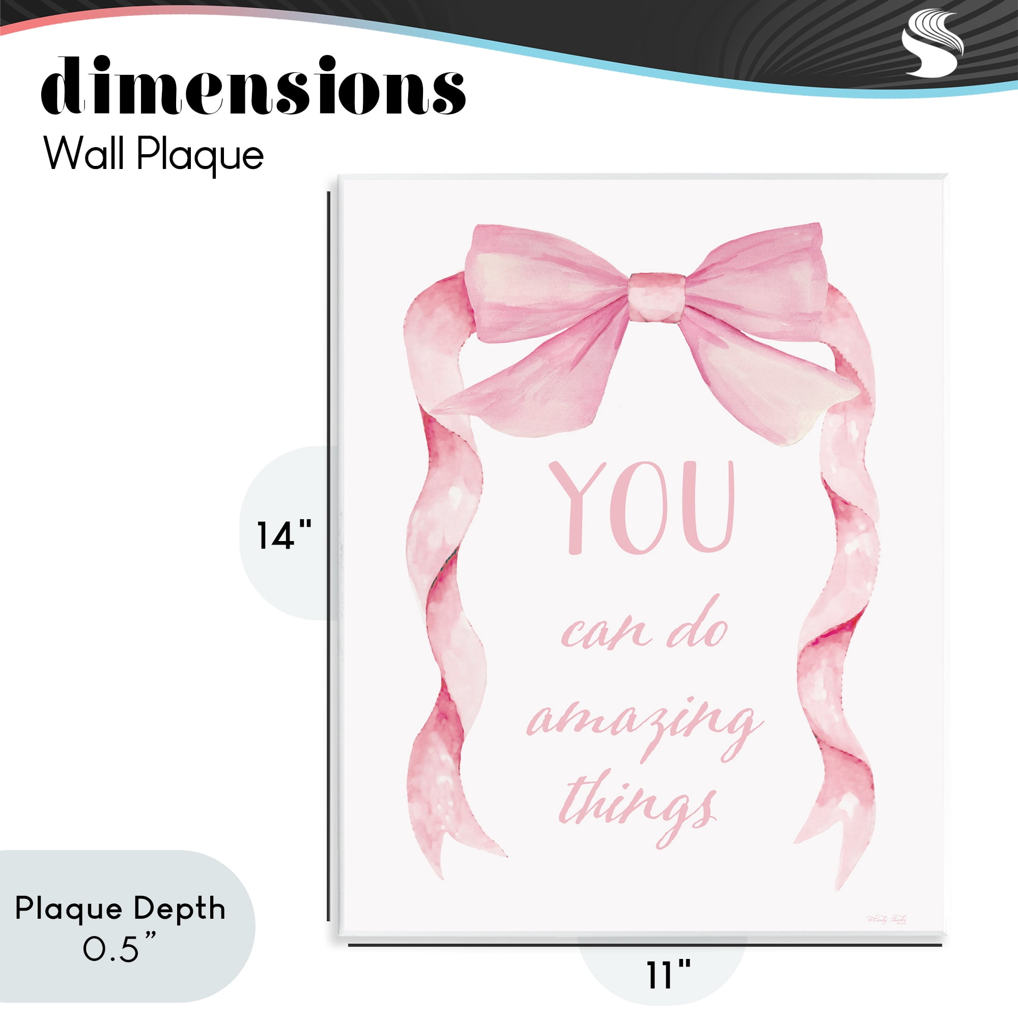 Stupell Industries Feminine Encouragement Ribbon Wall Plaque Art, design by Cindy Jacobs