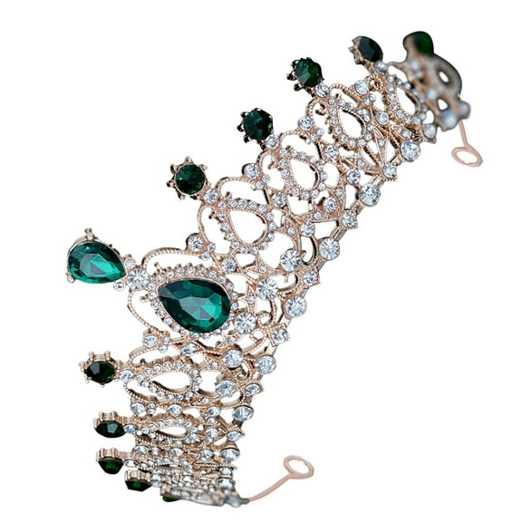 GOOHOCHY Toddler Birthday Crown Kids Crown Green Rhinestone 1Pcs 5.1X5.1X2.4In
