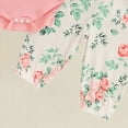 thumbnail image 6 of TOWED22 Infant Girl Fall Winter Clothing 3 Pcs Sets Long Sleeve Crew Neck Bodysuit Romper Floral Flare Pants Headband Outfits Set(Pink, Newborn), 6 of 7