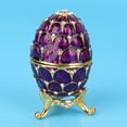 thumbnail image 2 of AVEKI Faberge Egg Trinket Box,Easter Egg Hinged Trinket Box with Scalelike Patterns Decorative Jewelry Box with Rhinestones Delicate Gift Display Ornament(Purple) 0516M, 2 of 8