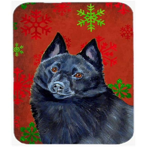 Schipperke Red And Green Snowflakes Christmas Mouse Pad, Hot Pad Or Trivet - 7.75 x 9.25 In.