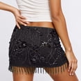 thumbnail image 5 of HXWCHs Sequin Glitter Floral Beaded Mini Skirt Low Waist Tassled Party Clubwear Evening OutfitXL Black, 5 of 5