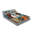 thumbnail image 2 of Ambesonne Colorful Fitted Sheet & Pillow Sham Set, Cartoon Kiss in Space, Queen, Multicolor, 2 of 2