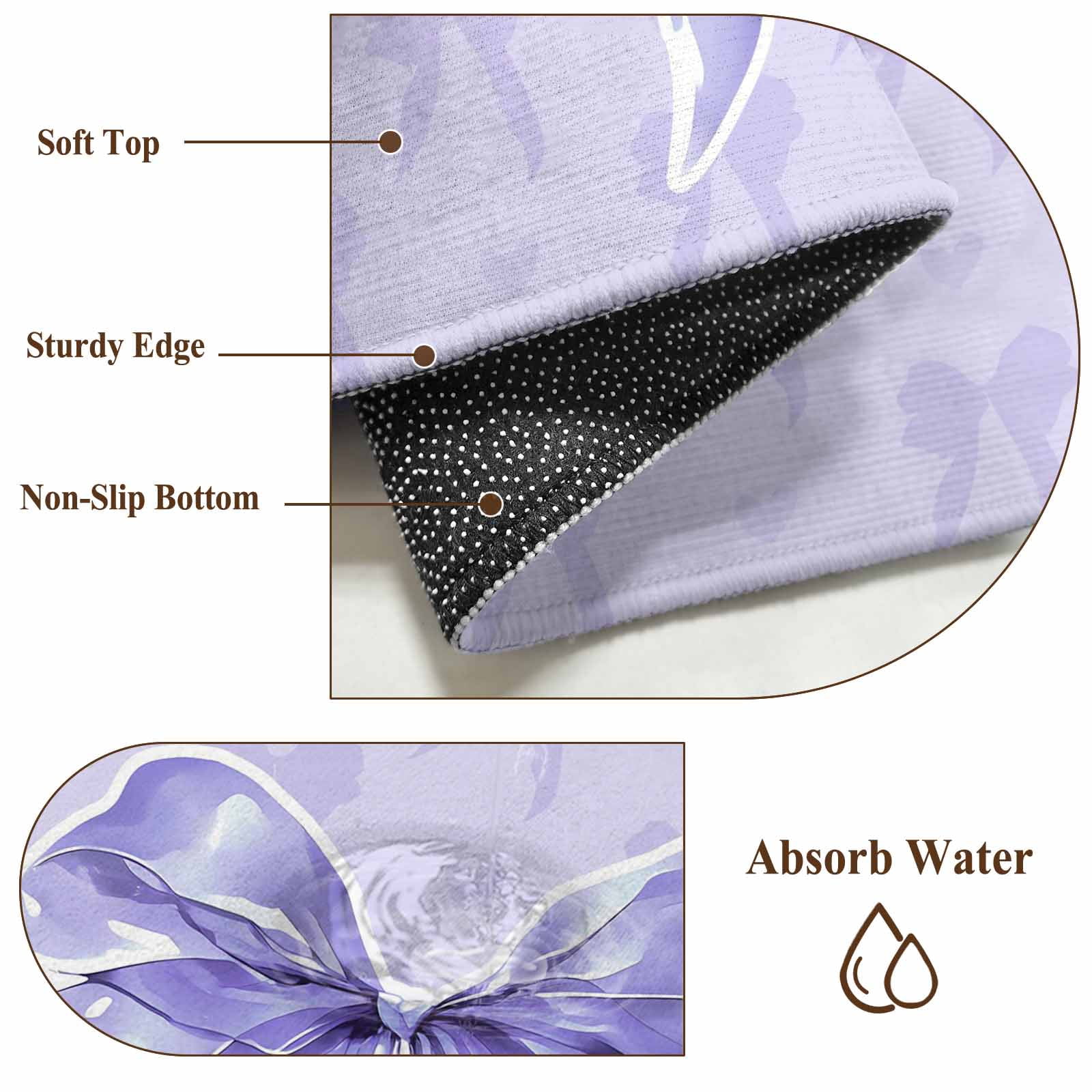 Purple Bow Area Rugs 8'x10', Washable Small Throw Rugs for Living Room Patio, Cute Bowknot Simple Pure Color Indoor Outdoor Rug Non-Slip Low Pile Carpet Runner Reversible Floor Mats