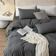 thumbnail image 3 of SORMAG 3 Pieces Duvet Cover Set, Soft Washed Microfiber Duvet Cover Full Size with 2 Pillow Shams, Dark Grey, 3 of 9