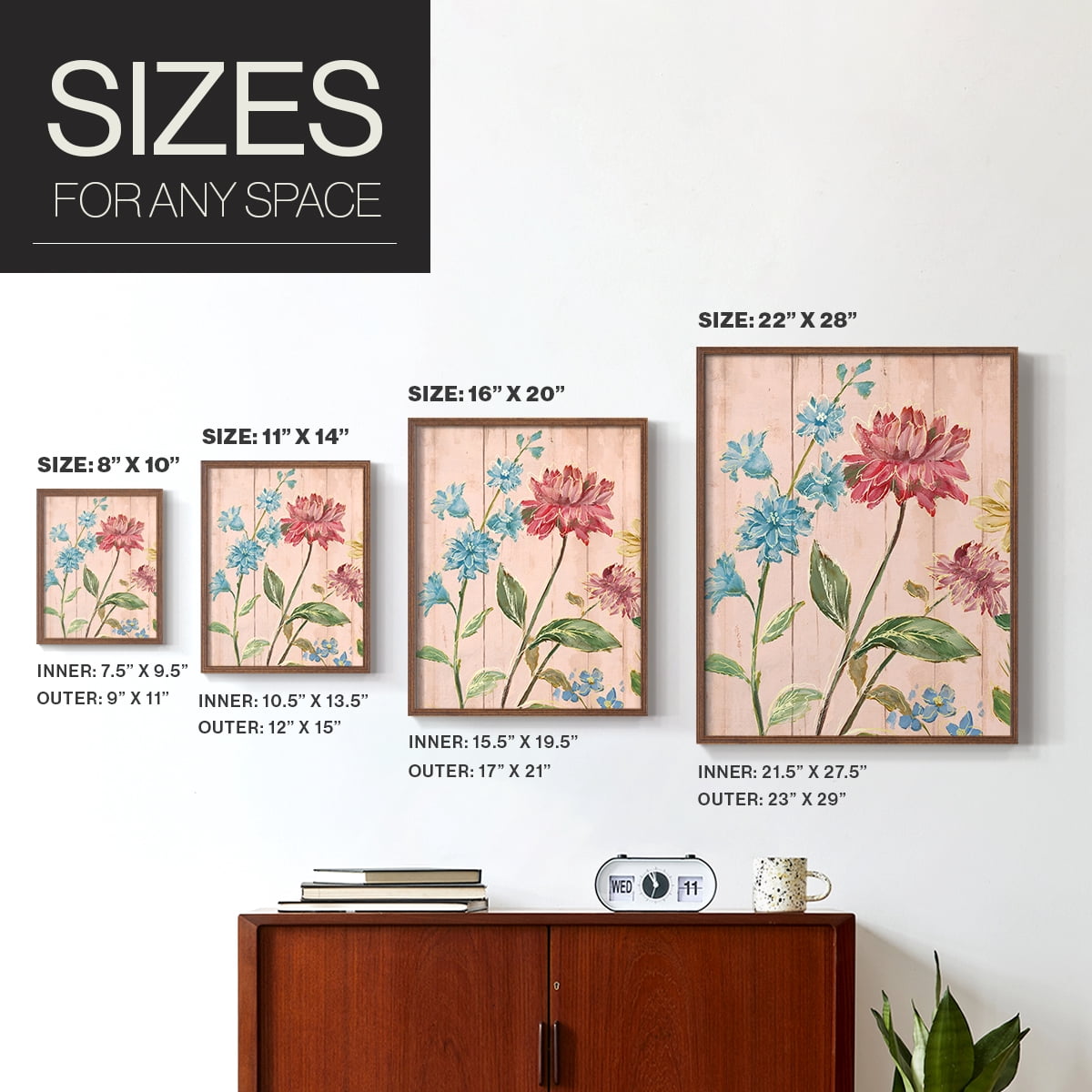 Wildflower Flutter I Framed Print - Solid Wood in Single Picture Frame Solid Wood 2 Framed Print