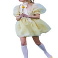thumbnail image 3 of Femmes Bouffantes Tulle Mini Robe Cou Carré Bulle Manches Française Princesse Fée Robe Romantique Ruffle Mesh Robes Courtes, 3 of 9