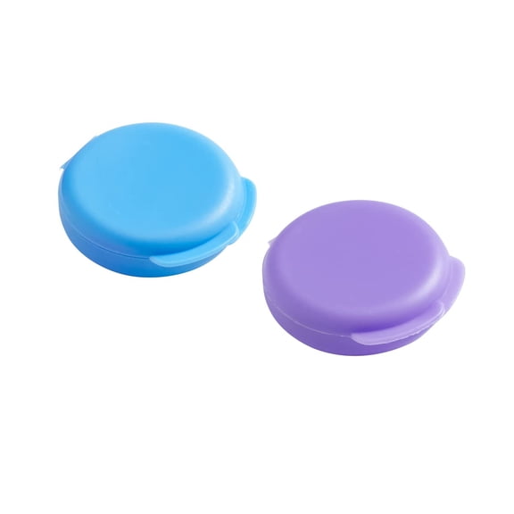 Ezy Dose Daily Round Containers, Compact On-The-Go Pocket Pharmacy, Snap Shut Lids, Travel Friendly, Blue and Purple, 2 Pack, BPA Free