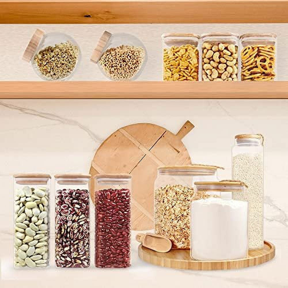 ZaGupul Glass Jars for Food Storage with Bamboo Lids and Labels,16 OZ Air  Tight Storage Containers for Pantry, Kitchen Canisters for Herb, Sugar