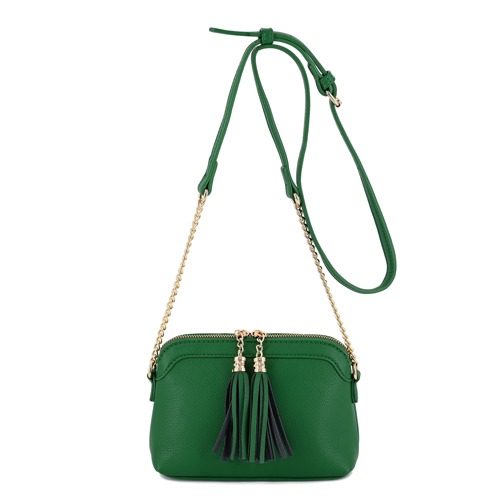 V+BENIE Two Tassel Small Crossbody Bag with Chain Strap Cell Phone Wallet Purses Handbag for