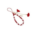 thumbnail image 1 of Methold Correas para teléfono móvil, cordón de flores de cristal, correa de llavero con cuentas a la moda, de cuerda colgante, adornos para Electrónica Rojo, 1 of 6
