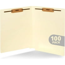 Reinforced Straight Cut End Tab Folders with 2 Fasteners, Letter Size, Manila, 100 Pack