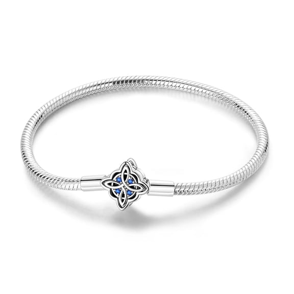 NARMO Fine Original 925 Sterling Silver Snake Bracelet Blue 5A Zircon Knot Clasp fit Women Charms Jewelry