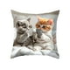 thumbnail image 2 of Funda de almohada con estampado de gatos jugando con el teléfono | Cojín decorativo multicolor de 45 x 45 cm para sofá cama y salón, 2 of 5