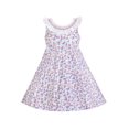 thumbnail image 1 of Robe Fille Col Rond Dos Nu Broderie Smockée Volant Vintage Sans Manches 4 Ans, 1 of 6