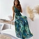 thumbnail image 2 of Vestidos largos de verano Bidobibo para mujer, vestidos de playa con estampado tropical, cuello en V, sin mangas, cintura alta, con cordones, vestido maxi fluido, vestido de verano, 2 of 8