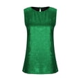 thumbnail image 5 of Women's Shiny Tank Top Solid Color Round Neck Sleeveless Casual Summer Tops Tank Shirts Loose Fit Shiny Blouses Wedding Vest Green XXL, 5 of 9