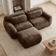 thumbnail image 2 of 80" Plush Fabric Comfy Loveseat, 2 Seater Couch with Ergonomic Design, Loveseat Sofa Couch with Non-Slip Base for lounge space, Chocolate, 2 of 9