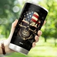 thumbnail image 3 of Personalized American Flag Skull Tumbler Gifts for Men Travel Cup Coffee Mug Insulated Stainless Steel 20oz With Lid Water Bottle Gift for Dad Him Husband Son, 3 of 7