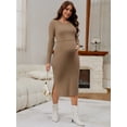 thumbnail image 2 of DARING DIVA Women's Maternity Sweater Ribbed Dress 2-Piece M Khaki, 2 of 8