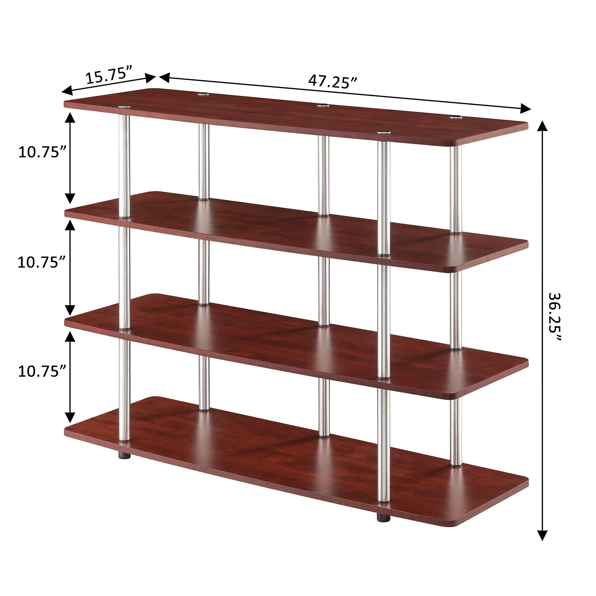 Convenience Concepts Designs2Go XL Highboy 4 Tier TV Stand, Cherry