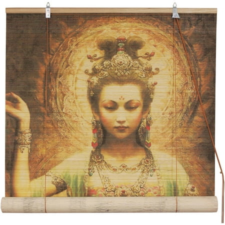 Kwan Yin with Lotus Bamboo Blinds
