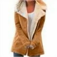 thumbnail image 6 of FNFYFH Women Plus Size Sherpa Fleece Lined Jackets Winter Warm Lapels Jacket Fashion Composite Button Outwear Coat, 6 of 7
