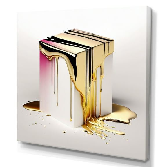 Designart Abstract Geode Shapes Pink Canvas Wall Art