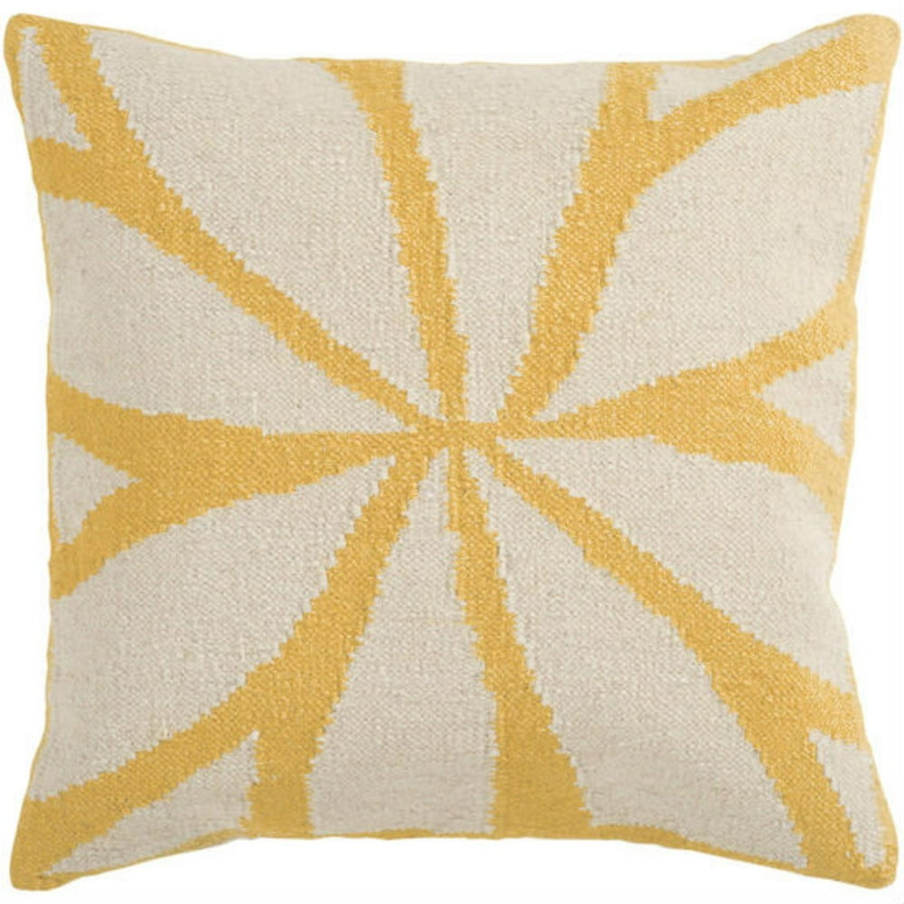 18" Golden Yellow and Ivory Asterid Decorative Throw Pillow Walmart
