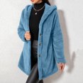 thumbnail image 2 of Enjoytime Fleece Jacket Women Fall Winter Button Down Hooded Teddy Coat Soft Warm Casual Mid Length Long Sleeve Outerwear, 2 of 7