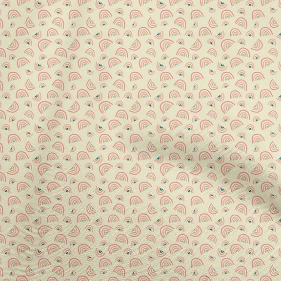 oneOone Cotton Flex Pale Yellow Fabric Kids Rainbow Dress Material Fabric Print Fabric By The Yard 40 Inch Wide