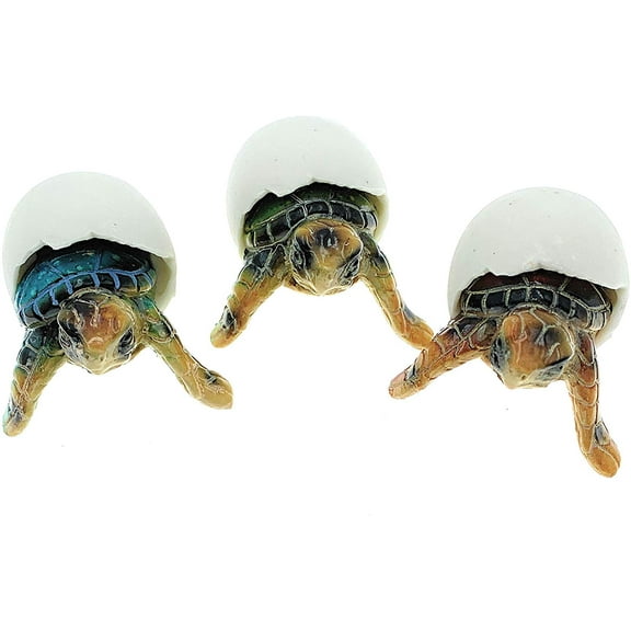 Baby Sea Turtles Hatching from Eggs Mini Figurines Set of 3