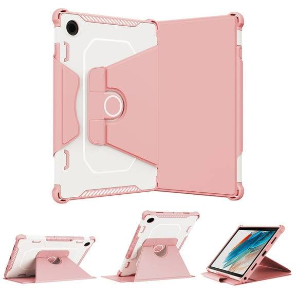 Heavy Duty Case for Samsung Galaxy Tab A8 10.5" 2022 with Rotated Kickstand & Pen Holder, Auto Wake/Sleep Rugged PC TPU Hybrid Shockproof Flip Cover for Samsung Galaxy Tab A8 10.5" 2022, Pink