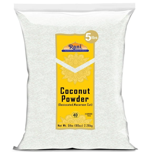 Rani Coconut Fine Powder (Desiccated, Macaroon Cut) 80oz (5lbs) 2.27kg Bulk Raw (Uncooked, Unsweetened) ~ All Natural | Vegan | Gluten Friendly | Kosher